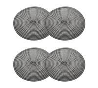 sourcing map 4pcs Round Braided Placemats 12" Non-Slip Round Table Mats for Dining Tables Washable Heat Insulation Woven Placemats Indoor Outdoor for Family Holiday Dinner, Black Grey