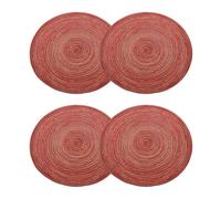 sourcing map 4pcs Round Braided Placemats 14" Non-Slip Round Table Mats for Dining Tables Washable Heat Insulation Woven Placemats Indoor Outdoor for Family Holiday Dinner, Red