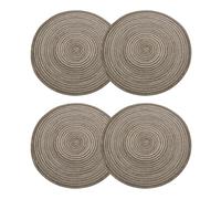 sourcing map 4pcs Round Braided Placemats 15" Non-Slip Round Table Mats for Dining Tables Washable Heat Insulation Woven Placemats Indoor Outdoor for Family Holiday Dinner, Brown