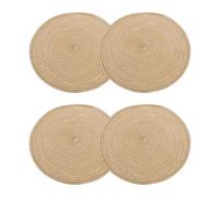 sourcing map 4pcs Round Braided Placemats 15" Non-Slip Round Table Mats for Dining Tables Washable Heat Insulation Woven Placemats Indoor Outdoor for Family Holiday Dinner, Tawny