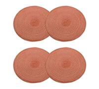 sourcing map 4pcs Round Braided Placemats 15" Non-Slip Round Table Mats for Dining Tables Washable Heat Insulation Woven Placemats Indoor Outdoor for Family Holiday Dinner, Orange