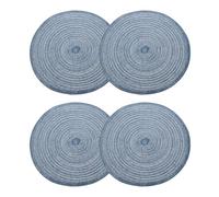 sourcing map 4pcs Round Braided Placemats 15" Non-Slip Round Table Mats for Dining Tables Washable Heat Insulation Woven Placemats Indoor Outdoor for Family Holiday Dinner, Dark Blue