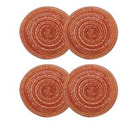 sourcing map 4pcs Round Braided Placemats 4" Non-Slip Round Table Mats for Dining Tables Washable Heat Insulation Woven Placemats Indoor Outdoor for Family Holiday Dinner, Orange