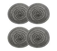 sourcing map 4pcs Round Braided Placemats 4" Non-Slip Round Table Mats for Dining Tables Washable Heat Insulation Woven Placemats Indoor Outdoor for Family Holiday Dinner, Black Grey