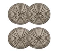 sourcing map 4pcs Round Braided Placemats 7" Non-Slip Round Table Mats for Dining Tables Washable Heat Insulation Woven Placemats Indoor Outdoor for Family Holiday Dinner, Brown