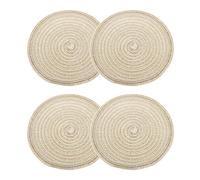 sourcing map 4pcs Round Braided Placemats 7" Non-Slip Round Table Mats for Dining Tables Washable Heat Insulation Woven Placemats Indoor Outdoor for Family Holiday Dinner, Yellow