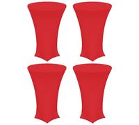 sourcing map 4pcs Round Cocktail Tablecloth 32" x 43", Highboy Spandex Stretch Tablecloth Table Cover, Fitted High Top Table for Bar Wedding Party, (Red)