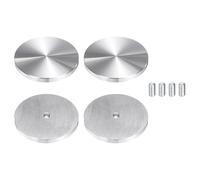 sourcing map 4Pcs Round Shape Aluminum Disc, M10 Thread 80mm Diameter Aluminum Circle Disc Glass Top Adapter for Glass Table Furniture Coffee Tables, Silver