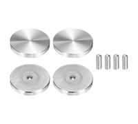 sourcing map 4Pcs Round Shape Aluminum Disc, M8 Thread 50mm Diameter Aluminum Circle Disc Glass Top Adapter for Glass Table Furniture Coffee Tables, Silver