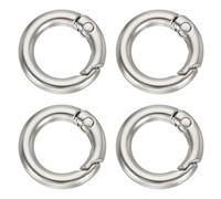 sourcing map 4Pcs Round Spring Snap Hooks, 12.6mm O Rings Buckle Clips Round Keyring Keychain Clip for Bags Purses DIY Chain Extender Accessory, Matte Nickel