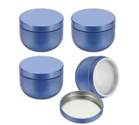sourcing map 4pcs Round Tin Can, 1.73inch Metal Empty Storage Container Organizer Candle Jar with Lid for Treats Gifts Favors Loose Tea Coffee Crafts Cookies, Blue