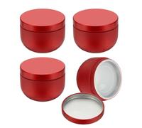 sourcing map 4pcs Round Tin Can, 1.73inch Metal Empty Storage Container Organizer Candle Jar with Lid for Treats Gifts Favors Loose Tea Coffee Crafts Cookies, Wine Red
