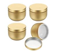 sourcing map 4pcs Round Tin Can, 1.73inch Metal Empty Storage Container Organizer Candle Jar with Lid for Treats Gifts Favors Loose Tea Coffee Crafts Cookies, Gold