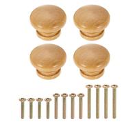 sourcing map 4Pcs Round Wood Drawer Knob, 1.6" Diameter Round Cabinet Knobs Paint Surface Mushroom Shape Wooden Knobs with Screws for Furniture Dresser Wardrobe Cupboard, Wood Color