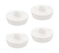 sourcing map 4pcs Rubber Drain Stopper, Bathtub Drain Plug Fits 1-3/4 Inch to 28 Inch, Rubber Sink Stopper Drain Plug for Bathtub, Kitchen and Bathroom, White