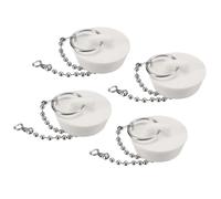 sourcing map 4Pcs Rubber Drain Stopper with Chain and Hanging Ring, Bathtub Drain Plug Fits 1 1/4 Inch, Rubber Sink Stopper Drain Plug for Bathtub, Kitchen and Bathroom, White