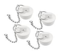 sourcing map 4Pcs Rubber Drain Stopper with Chain and Hanging Ring, Bathtub Drain Plug Fits 7/8 Inch to 1 Inch, Rubber Sink Stopper Drain Plug for Bathtub, Kitchen and Bathroom, White