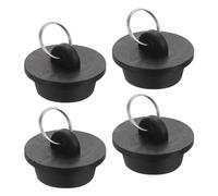 sourcing map 4pcs Rubber Drain Stopper with Hanging Ring, Bathtub Drain Plug Fits 1-1/4 Inch to 1-3/8 Inch, Rubber Sink Stopper Drain Plug for Bathtub, Kitchen and Bathroom, Black