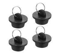 sourcing map 4pcs Rubber Drain Stopper with Hanging Ring, Bathtub Drain Plug Fits 1 Inch to 1-1/8 Inch, Rubber Sink Stopper Drain Plug for Bathtub, Kitchen and Bathroom, Black