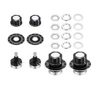 sourcing map 4pcs RV24YN20S B201 200Ohm Single Turn Carbon Film Rotary Taper Potentiometer, 2W Potentiometer with Knob and Round Dial for Inverter Speed Regulation