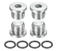 sourcing map 4Pcs SAE 1/2-20 UNF Inner Hex Head Pipe Fitting Plug, Universal Carbon Steel Thread Socket Plug with O-Ring for Terminate Pipe Ends or Replacement Drains