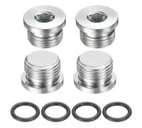 sourcing map 4Pcs SAE 3/4-16 UNF Inner Hex Head Pipe Fitting Plug, Universal Carbon Steel Thread Socket Plug with O-Ring for Terminate Pipe Ends or Replacement Drains