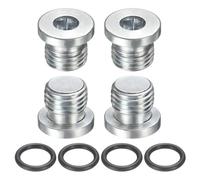 sourcing map 4Pcs SAE 7/16-20 UNF Inner Hex Head Pipe Fitting Plug, Universal Carbon Steel Thread Socket Plug with O-Ring for Terminate Pipe Ends or Replacement Drains