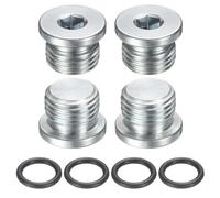 sourcing map 4Pcs SAE 9/16-18 UNF Inner Hex Head Pipe Fitting Plug, Universal Carbon Steel Thread Socket Plug with O-Ring for Terminate Pipe Ends or Replacement Drains