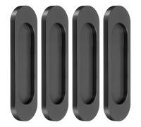 sourcing map 4Pcs Self-Stick Oval Sliding Door Pulls, 3.9" Aluminum Alloy Sliding Cupboard Door Handle Finger Push Pulls for Sliding Barn Door Windows Cabinets, Matte Black