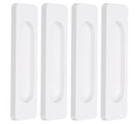 sourcing map 4Pcs Self-Stick Rectangular Sliding Door Pulls, 3.9" Aluminum Alloy Sliding Cupboard Door Handle Finger Push Pulls for Sliding Barn Door Windows Cabinets, White