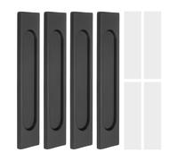 sourcing map 4Pcs Self-Stick Rectangular Sliding Door Pulls, 5.9" Aluminum Alloy Sliding Cupboard Door Handle Finger Push Pulls for Sliding Barn Door Windows Cabinets, Black