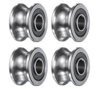 sourcing map 4Pcs SG22 Deep U Groove Ball Track Guide Bearing 8mm ID x 22mm OD x 14mm Width Double Sealed Pre-Lubricated GCr15 High Carbon Chrome Bearings for Dual-Axis Guide Rails, Silver