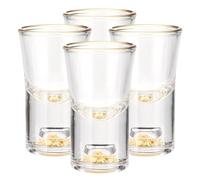 sourcing map 4pcs Shot Glasses 0.5oz Polystyrene Shot Glasses with 24K Gold Leaf Flakes Bulk for Cocktail Round Spirits Liquors