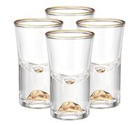 sourcing map 4pcs Shot Glasses 0.5oz Polystyrene Shot Glasses with Gold Mountain Bulk for Cocktail Round Spirits Liquors