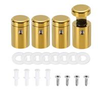sourcing map 4pcs Side Clamp Standoffs, 3/4" x 1" Gold Aluminum Standoff Screws Wall Sign Mounting Hardware Edge Grips for Acrylic Signs, Hanging Picture Frame, Advertising