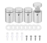 sourcing map 4pcs Side Clamp Standoffs, 3/4" x 1" Silver Aluminum Standoff Screws Wall Sign Mounting Hardware Edge Grips for Acrylic Signs, Hanging Picture Frame, Advertising