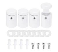 sourcing map 4pcs Side Clamp Standoffs, 3/4" x 1" White Aluminum Standoff Screws Wall Sign Mounting Hardware Edge Grips for Acrylic Signs, Hanging Picture Frame, Advertising