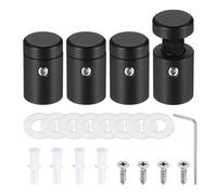 sourcing map 4pcs Side Clamp Standoffs, 5/8" x 3/4" Black Aluminum Standoff Screws Wall Sign Mounting Hardware Edge Grips for Acrylic Signs, Hanging Picture Frame