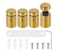 sourcing map 4pcs Side Clamp Standoffs, 5/8" x 3/4" Gold Aluminum Standoff Screws Wall Sign Mounting Hardware Edge Grips for Acrylic Signs, Hanging Picture Frame