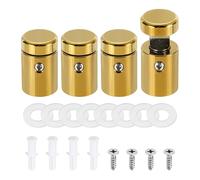 sourcing map 4pcs Side Clamp Standoffs, 5/8" x 3/4" Gold Aluminum Standoff Screws Wall Sign Mounting Hardware Edge Grips for Acrylic Signs, Hanging Picture Frame, Advertising