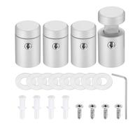 sourcing map 4pcs Side Clamp Standoffs, 5/8" x 3/4" Silver Aluminum Standoff Screws Wall Sign Mounting Hardware Edge Grips for Acrylic Signs, Hanging Picture Frame