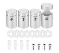 sourcing map 4pcs Side Clamp Standoffs, 5/8" x 3/4" Silver Aluminum Standoff Screws Wall Sign Mounting Hardware Edge Grips for Acrylic Signs, Hanging Picture Frame, Advertising