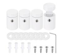 sourcing map 4pcs Side Clamp Standoffs, 5/8" x 3/4" White Aluminum Standoff Screws Wall Sign Mounting Hardware Edge Grips for Acrylic Signs, Hanging Picture Frame