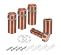 sourcing map 4Pcs Sign Standoff Screws, 15/32" x 1" Stainless Steel Wall Standoff Mount Hardware Advertising Glass Nail for Glass Acrylic Panel Picture Frame, Rose Gold
