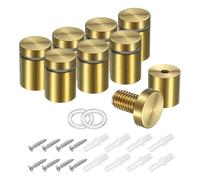 sourcing map 4Pcs Sign Standoff Screws, 3/4" x 1" Stainless Steel Wall Standoff Mount Hardware Advertising Glass Nail for Glass Acrylic Panel Picture Frame, Gold Tone