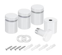 sourcing map 4Pcs Sign Standoff Screws, 3/4" x 1" Stainless Steel Wall Standoff Mount Hardware Advertising Glass Nail for Glass Acrylic Panel Picture Frame, White