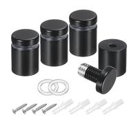 sourcing map 4Pcs Sign Standoff Screws, 3/4" x 1" Stainless Steel Wall Standoff Mount Hardware Advertising Glass Nail for Glass Acrylic Panel Picture Frame, Black