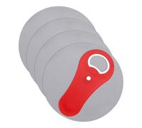 sourcing map 4Pcs Silicone Jar Opener Set, 12.5cm Non-Slip Multipurpose Grip Pads with 12x5cm Red Magnetic Bottle Opener Tool Thin Rubber Gripper for Weak Hands Seniors Kitchen Use, Gray