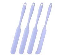 sourcing map 4Pcs Silicone Jar Spatula, Heat Resistant Jam Spreader Non-Stick Silicone Scraper Spatula with Long Handle for Jars, Bottles, Cooking Baking Mixing Tools (Light Purple)