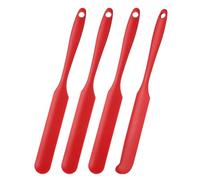 sourcing map 4Pcs Silicone Jar Spatula, Heat Resistant Jam Spreader Non-Stick Silicone Scraper Spatula with Long Handle for Jars, Bottles, Cooking Baking Mixing Tools (Red)